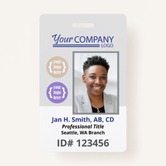 Blue Logo Photo ID Employee Entry Key Kaart Badge (Voorkant)