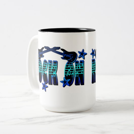 Blue Logo Rock on Guitars & Stars Mok (Voorkant links)