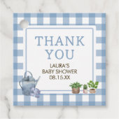 Blue Lokaal geteelde boeren Baby shower Square Bedankjes Labels (Voorkant)