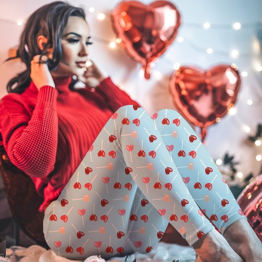 Blue Lollipop Valentijn Hartpatroon Leggings