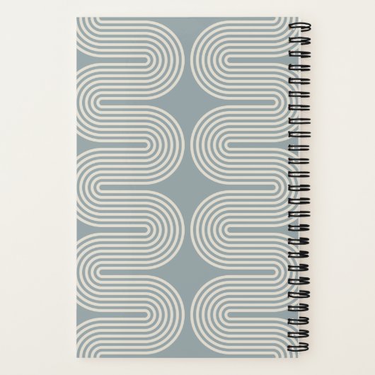 Blue Lombard Wavy Lines Modern Custom Notebook Notitieboek (Achterkant)