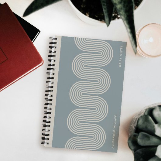 Blue Lombard Wavy Lines Modern Custom Notebook Notitieboek