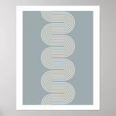 Blue Lombard Wavy Lines Modern Minimal Art Print (Voorkant)