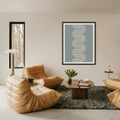 Blue Lombard Wavy Lines Modern Minimal Art Print