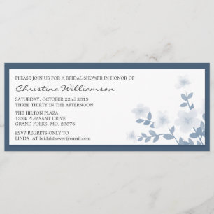 Blue Long Floral Bridal Shower-uitnodigingen Kaart
