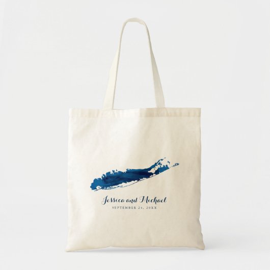 Blue Long Island New York kaart bruiloft gast Tote Bag (Voorkant)