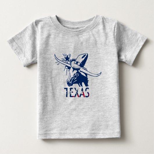 Blue Longhorn Steer met Cowboy Pet en letters (Voorkant)