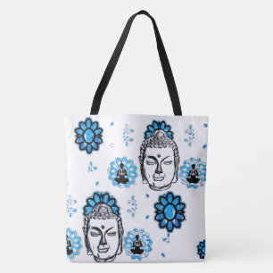 Blue lotus Buddha canvas tas