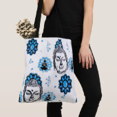 Blue lotus Buddha canvas tas (Dichtbij)