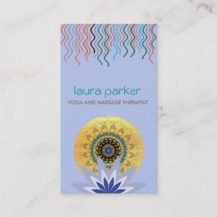 Blue Lotus Flower Logo Yoga Damask Healing Health Visitekaartje