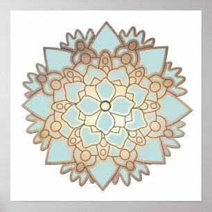 Blue Lotus Flower Mandala Poster