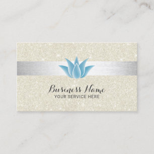 Blue Lotus Flower Massage Salon Spa Modern Glitter Visitekaartje