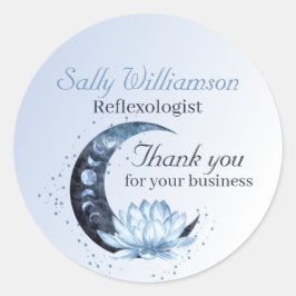 Blue Lotus Flower Moon Business Appreciation Ronde Sticker