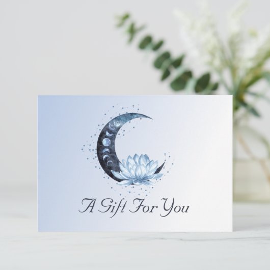 Blue Lotus Flower Moon Zakelijk Cadeaubon (Staand voorkant)