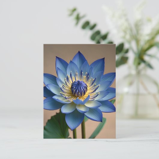 Blue Lotus Flower Spiritueel Zen Art Briefkaart (Staand voorkant)
