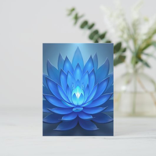 Blue Lotus Flower Spiritueel Zen Art Briefkaart (Staand voorkant)