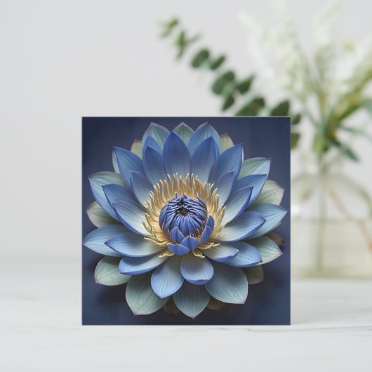 Blue Lotus Flower Spiritueel Zen Art Gepersonalise Bedankkaart (Staand voorkant)