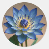 Blue Lotus Flower Spiritueel Zen Art Ronde Sticker (Voorkant)