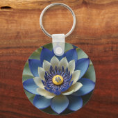 Blue Lotus Flower Spiritueel Zen Art Sleutelhanger (Achterkant)