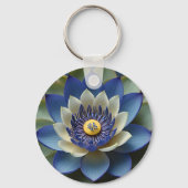 Blue Lotus Flower Spiritueel Zen Art Sleutelhanger (Achterkant)