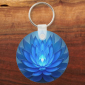 Blue Lotus Flower Spiritueel Zen Art Sleutelhanger (Achterkant)