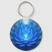 Blue Lotus Flower Spiritueel Zen Art Sleutelhanger (Achterkant)