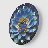 Blue Lotus Flower Spirituele kunst Grote Klok (Hoek)