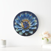 Blue Lotus Flower Spirituele kunst Grote Klok (Huis)