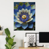 Blue Lotus Flower Spirituele kunst Poster (Thuiskantoor)
