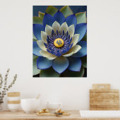 Blue Lotus Flower Spirituele kunst Poster (Keuken)