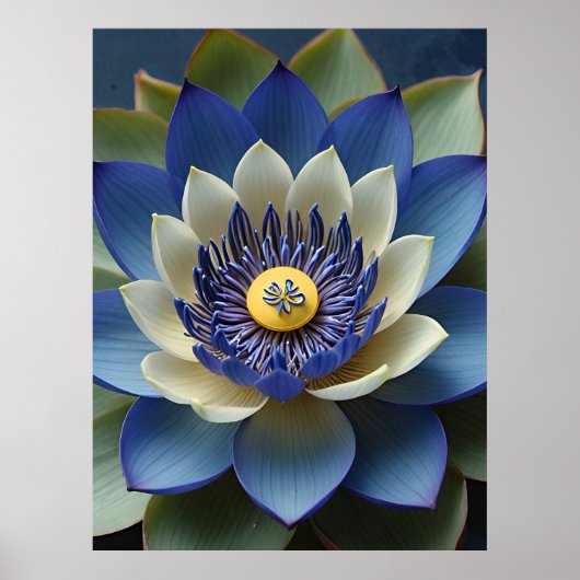 Blue Lotus Flower Spirituele kunst Poster (Voorkant)