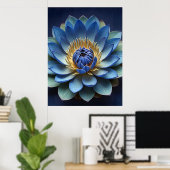 Blue Lotus Flower Spirituele kunst Poster (Thuiskantoor)