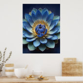 Blue Lotus Flower Spirituele kunst Poster (Keuken)