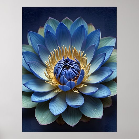 Blue Lotus Flower Spirituele kunst Poster (Voorkant)