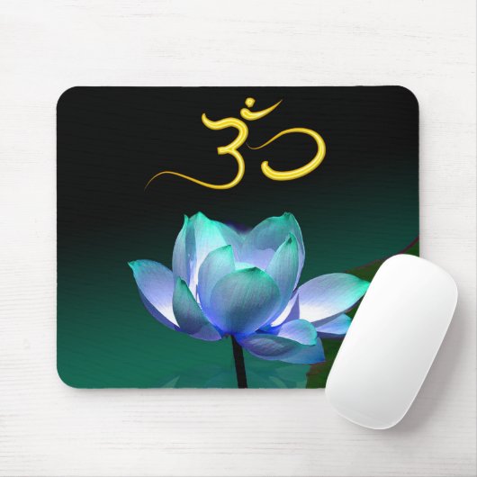 Blue Lotus in volle bloei met Om, mousepad Muismat (Met muis)