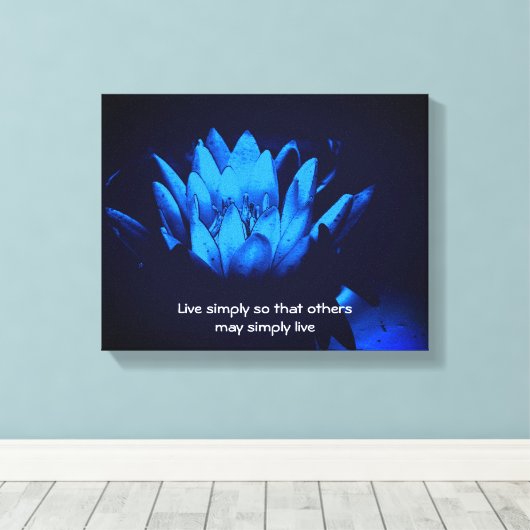 Blue Lotus Live Simply Inspirerend offerte Canvas Afdruk (Insitu (Houten vloer))