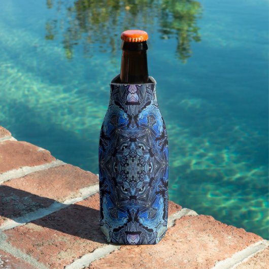 Blue Lotus Mandala - Bottle Coozie (Insitu Zwembad)