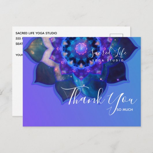 Blue Lotus Mandala Briefkaart (Voorkant / Achterkant)