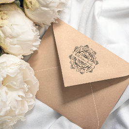 Blue Lotus Mandala Familienaam Naam Retouradres Zelfinktende Stempel