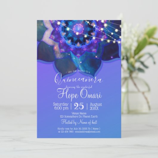 Blue Lotus Mandala Kaart (Staand voorkant)