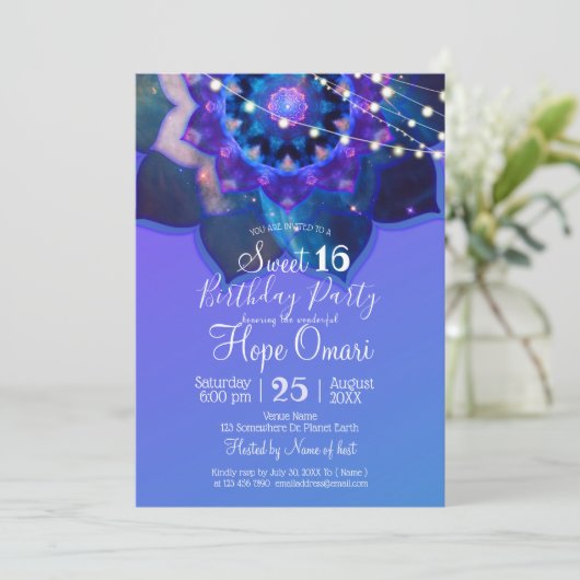 Blue Lotus Mandala Kaart (Staand voorkant)