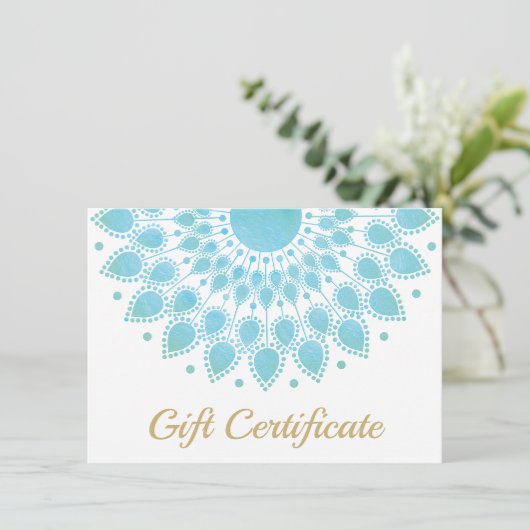 Blue Lotus Mandala Salon en Spa Gift Certificate (Staand voorkant)