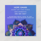Blue Lotus Mandala Vierkante Visitekaartje (Achterkant)