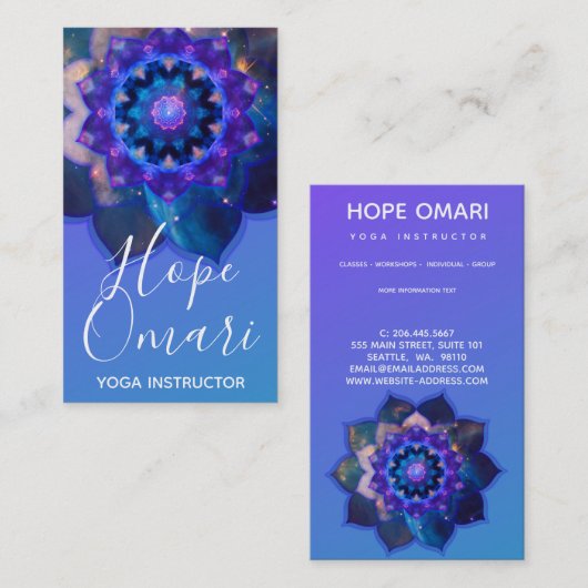 Blue Lotus Mandala Visitekaartje (Voorkant / Achterkant)