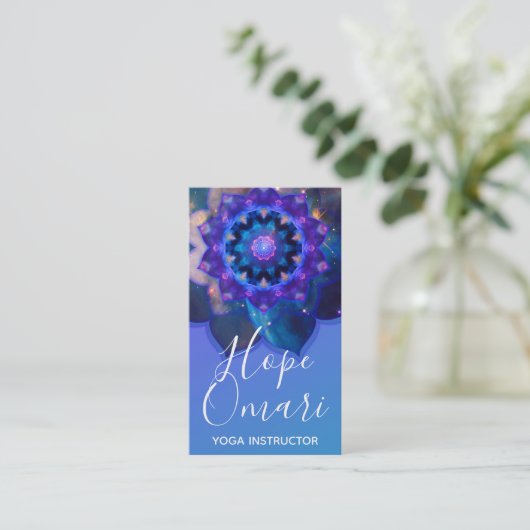 Blue Lotus Mandala Visitekaartje (Staand voorkant)