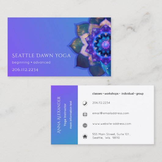 Blue Lotus Mandala Visitekaartje (Voorkant / Achterkant)