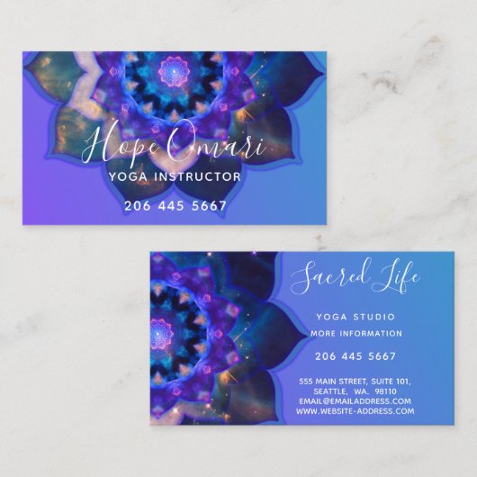 Blue Lotus Mandala Visitekaartje (Voorkant / Achterkant)