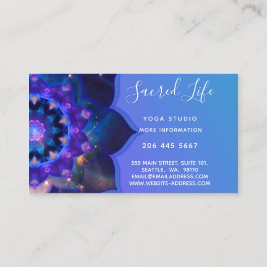 Blue Lotus Mandala Visitekaartje (Achterkant)