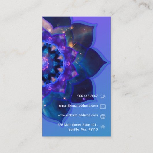 Blue Lotus Mandala Visitekaartje (Achterkant)