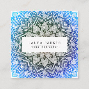Blue Lotus Mandala Yoga Meditation Holistic Vierkante Visitekaartje
